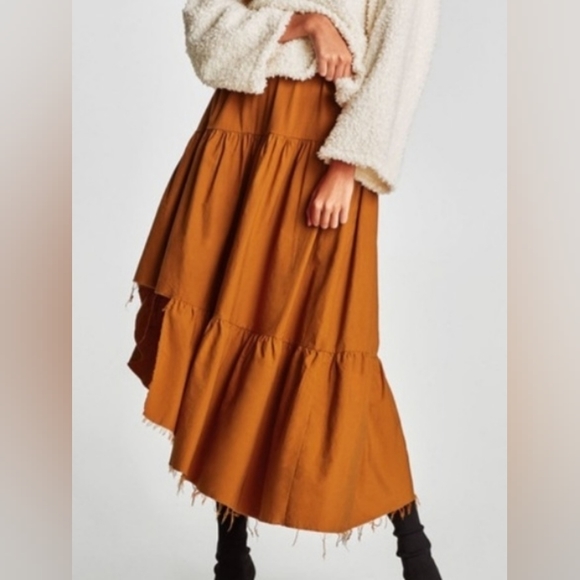 Zara Skirts Zara Rust Distressed Boho Maxi Skirt Size M Nwot Poshmark